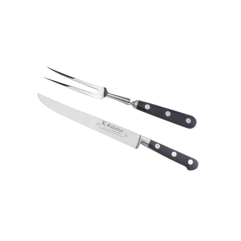 Set cutit si furculita curbata- cutie cadou, lungime 20cm, Sabatier Authentique