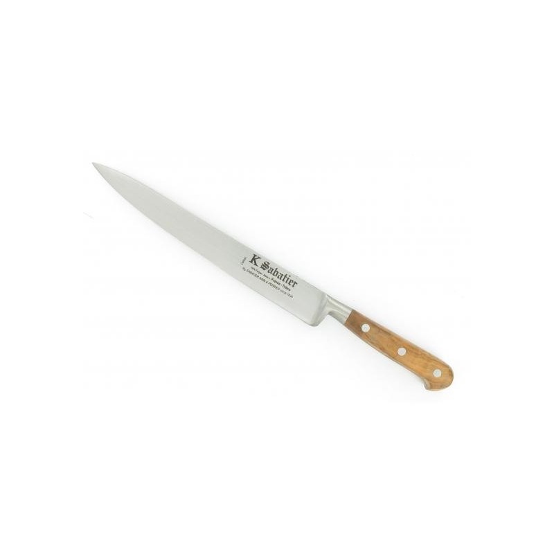 Cutit de feliat, lungime 20cm, otel carbon, maner din lemn de maslin, Sabatier Au Carbone-Olive.