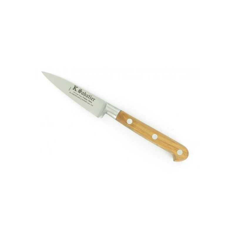 Cutit decojit, lungime 7cm, otel carbon, maner din lemn de maslin, Sabatier Au Carbone-Olive.