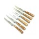 Set 6 cutite friptura, lungime 10cm, maner din lemn de maslin, Sabatier Authentique - Olive.