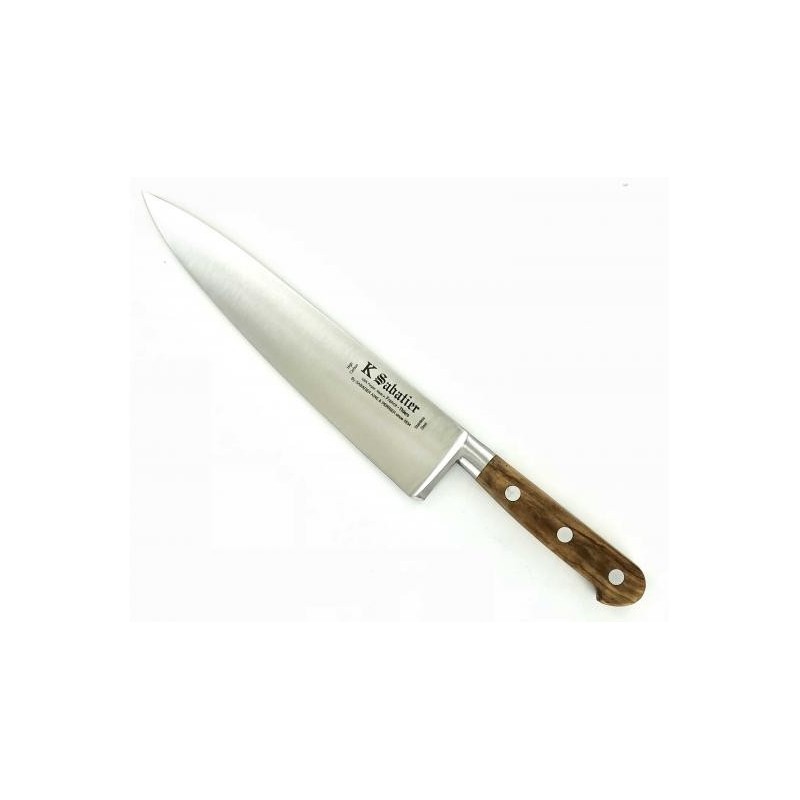 Cutit de gatit, lungime 25cm, maner din lemn de maslin, Sabatier Authentique - Olive.